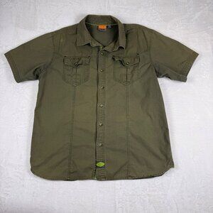Merrell Short Sleeve Button Up Shirt Olive Green Men's Size Large Outdoor Casual